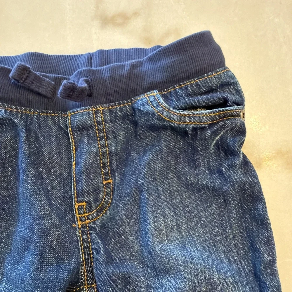 Carter's Toddler Jeans Size 4T Dark Blue Denim Elastic Waistband Drawstring NWOT